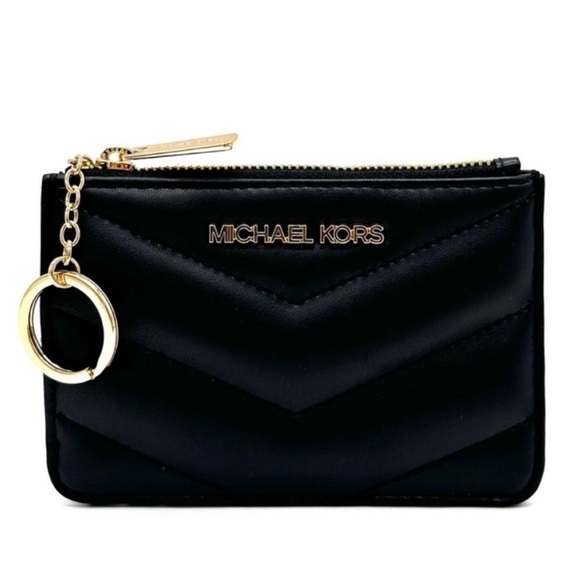 Michael Kors Jet Set Travel Small Top Zip Coin Pouch with ID Holder Black - Picture 4 of 8